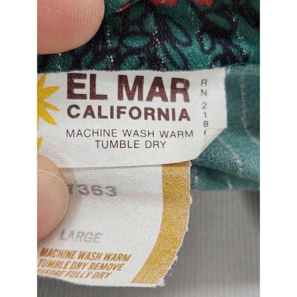 Vintage El Mar California green sheer floral button up top in size large - Picture 4 of 4